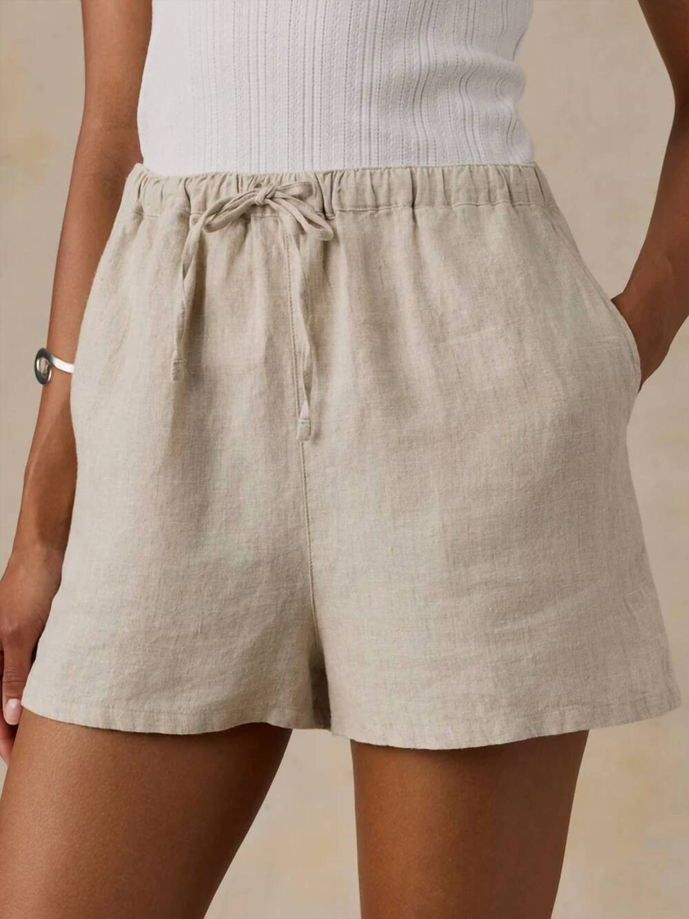 NEW FAHERTY laguna linen montecito short in flax